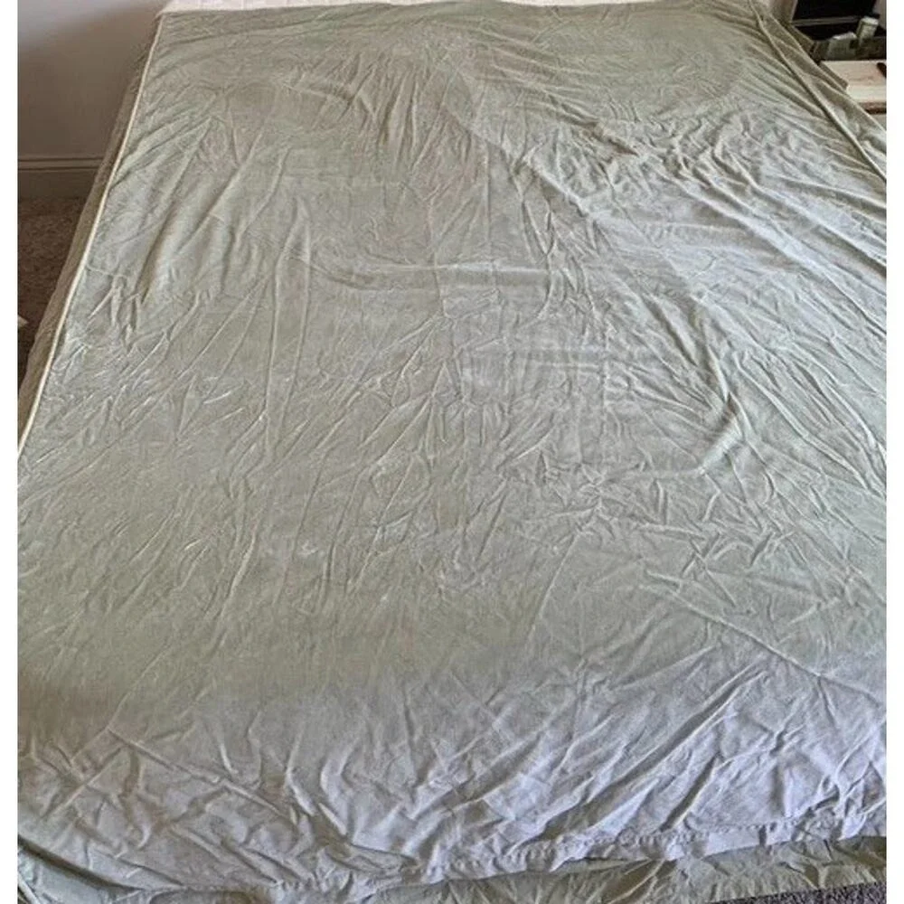 Pottery Barn Light Green Cotton Velour Velvet KING Duvet Cover Whimsical Cottage